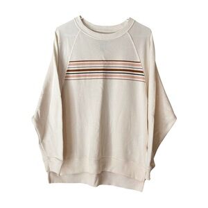AE Crewneck Sweater with Pink, Navy, Brown Stripes